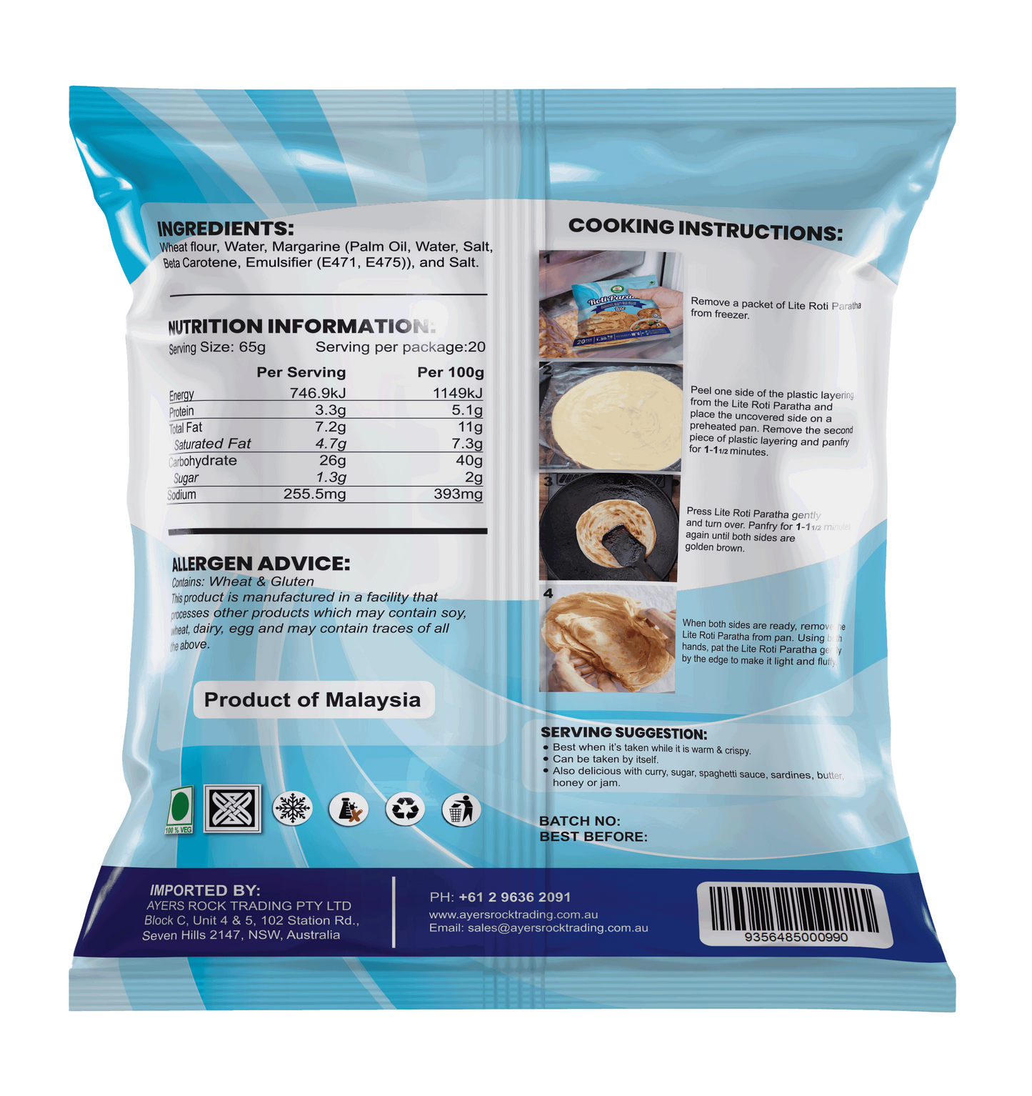 ROTI PARATHA LITE 20PCS