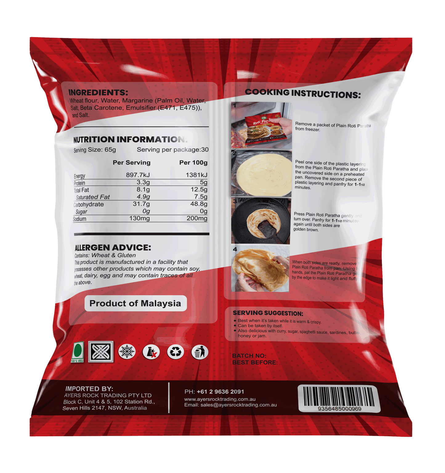 ROTI PARATHA PLAIN 30PCS