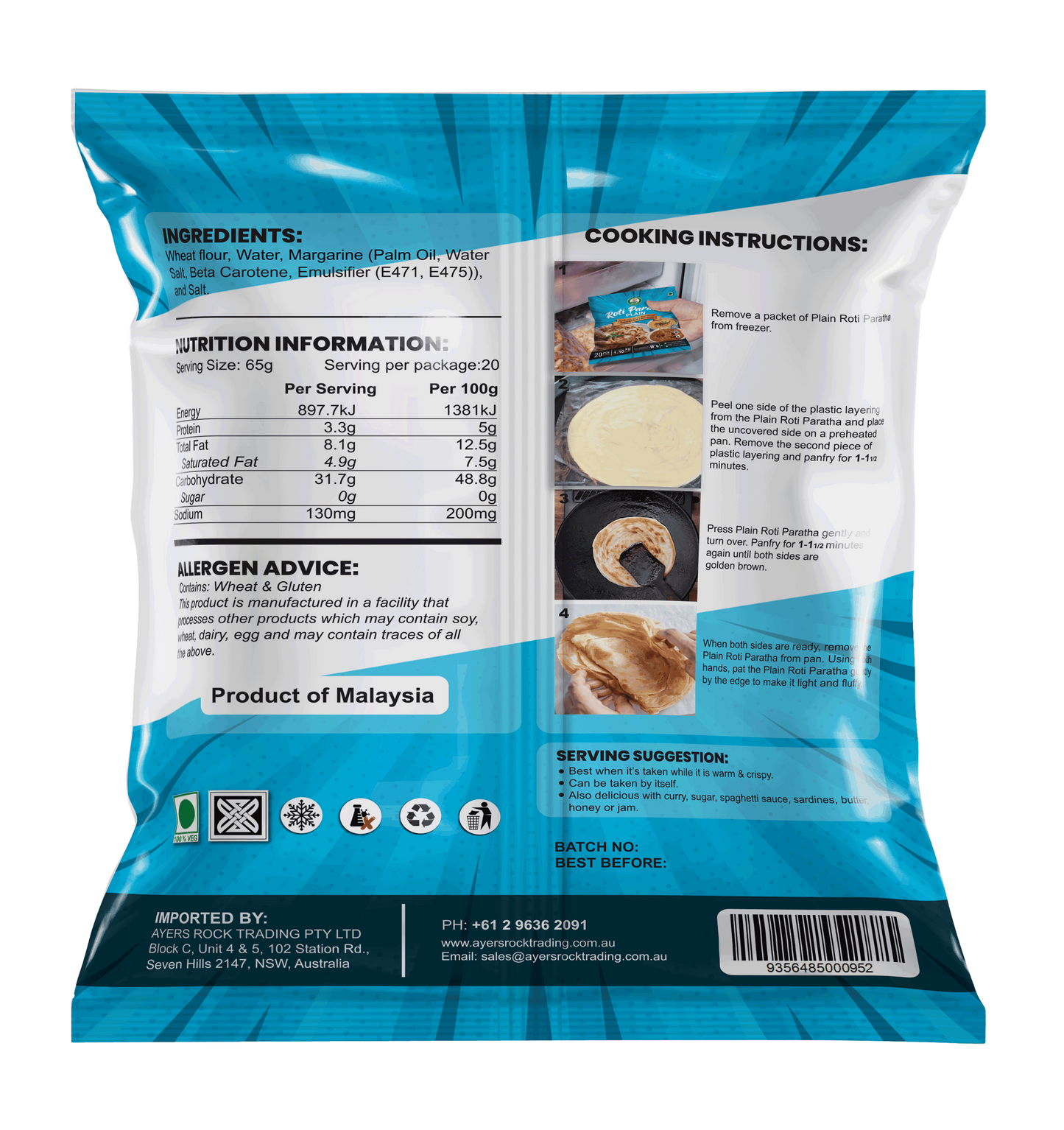 ROTI PARATHA PLAIN 20PCS