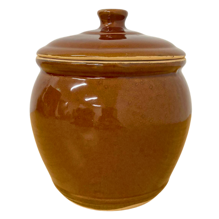 CLAY SLAT POT GLAZED WITH LID