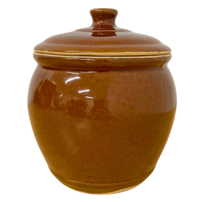 CLAY SLAT POT GLAZED WITH LID