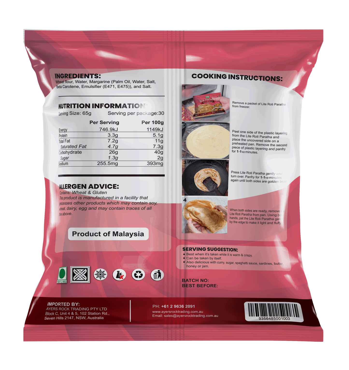 ROTI PARATHA LITE 30PCS