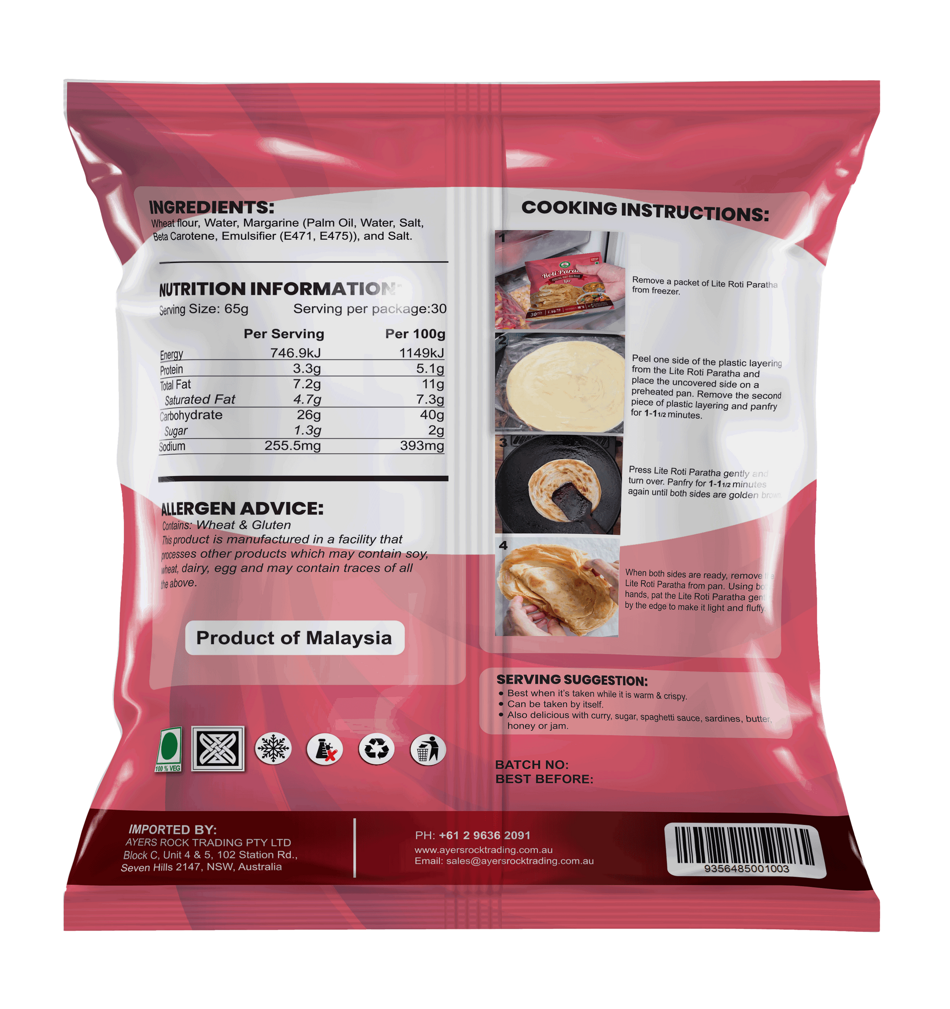 ROTI PARATHA LITE 30PCS