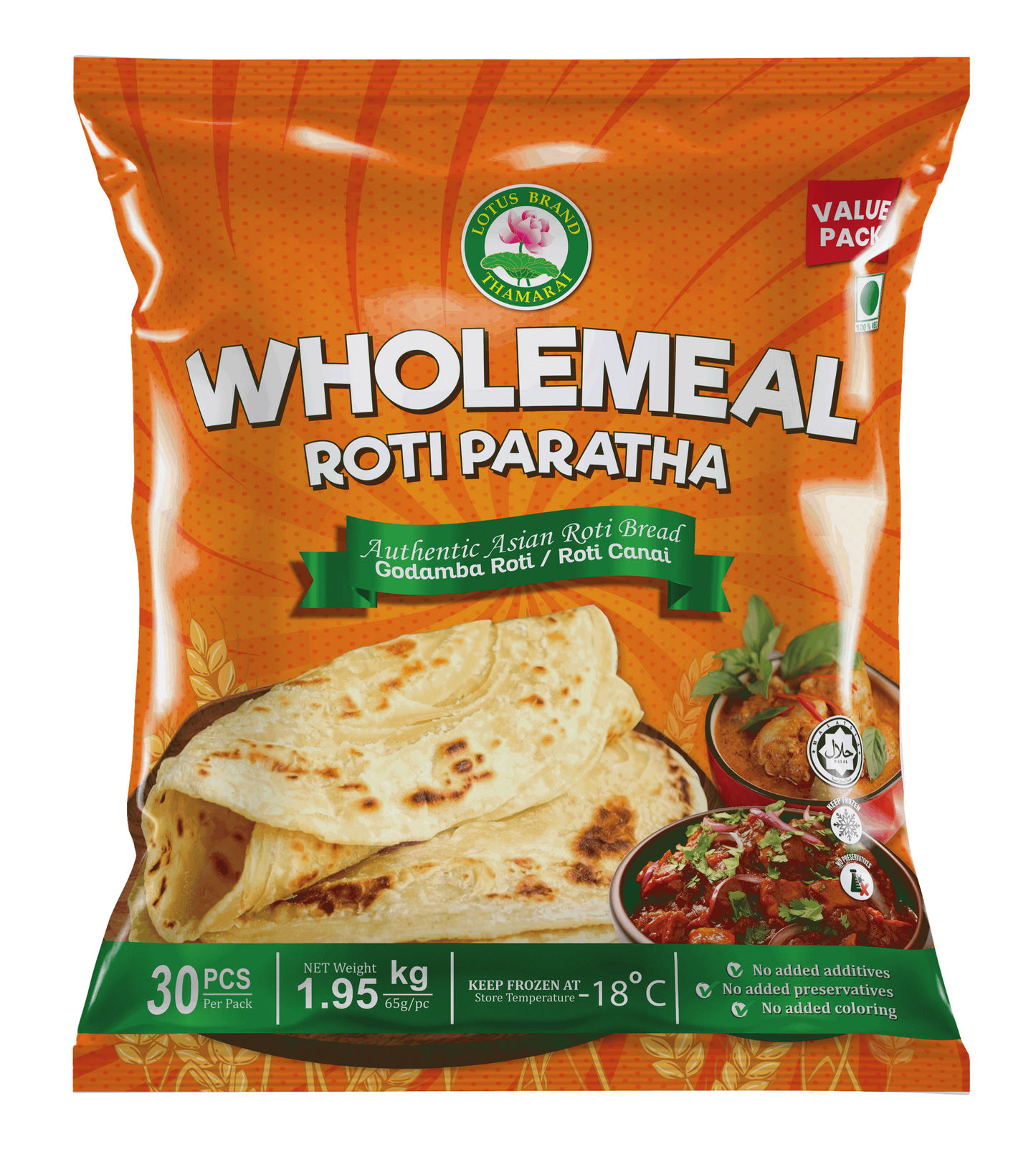 WHOLEMEAL ROTI PARATHA 30PCS