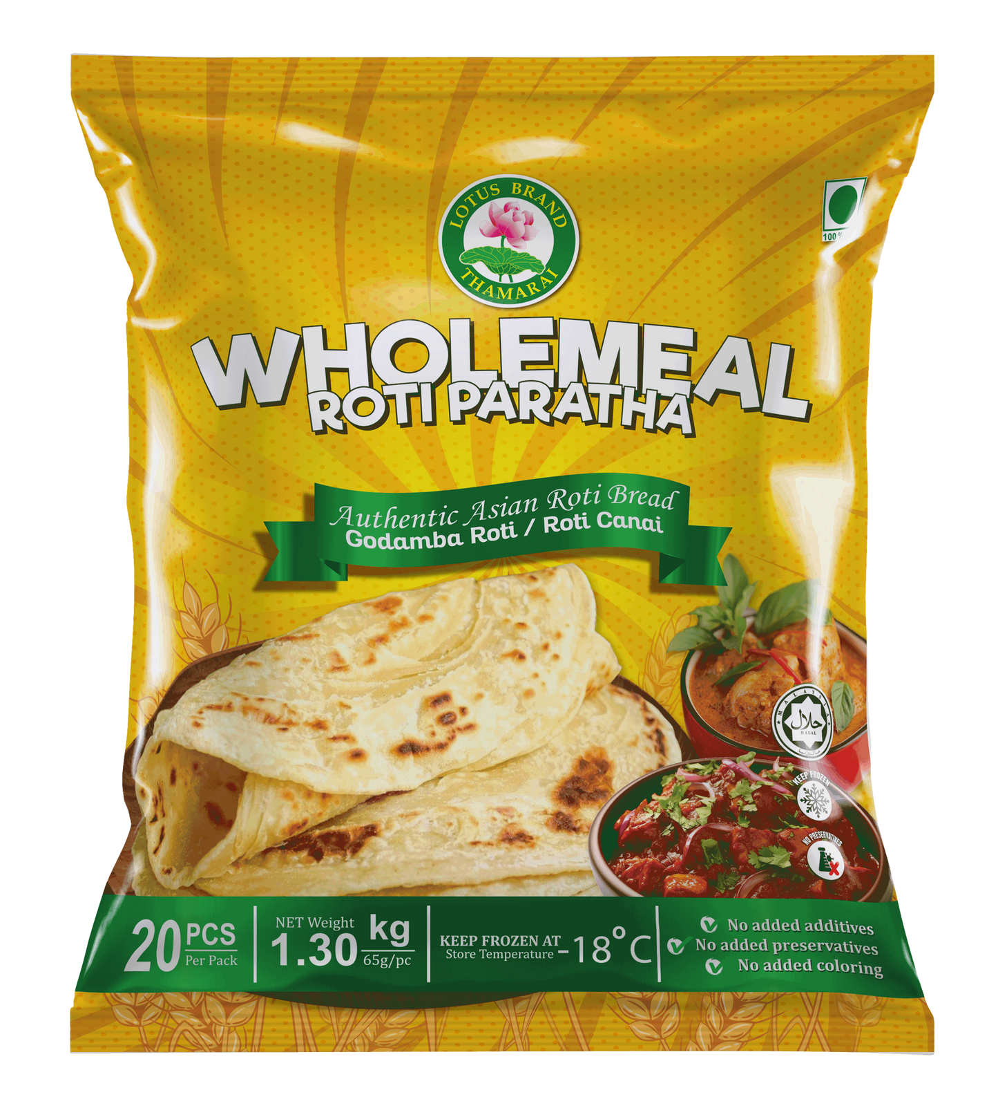 WHOLEMEAL ROTI PARATHA 20PCS