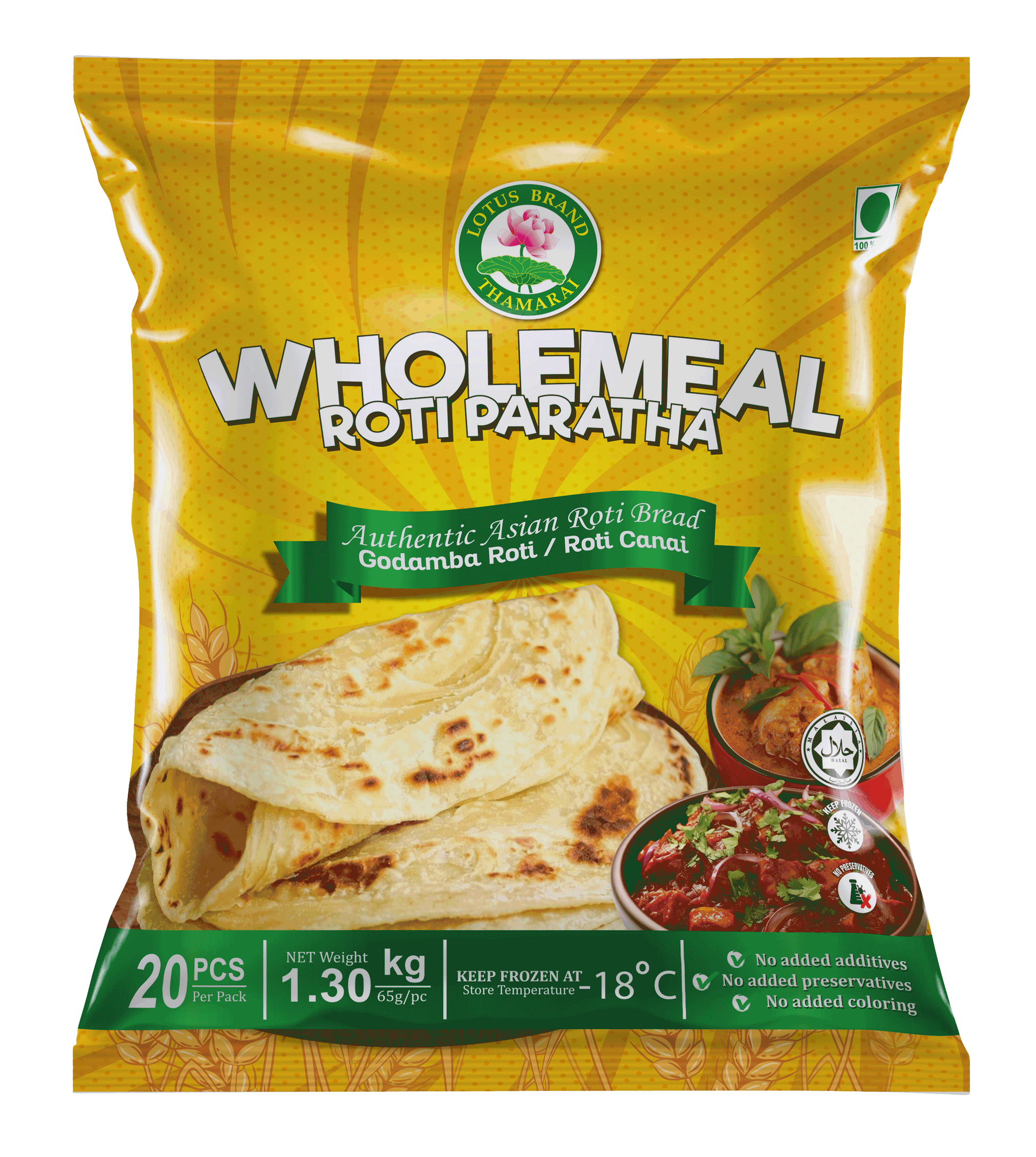 WHOLEMEAL ROTI PARATHA 20PCS