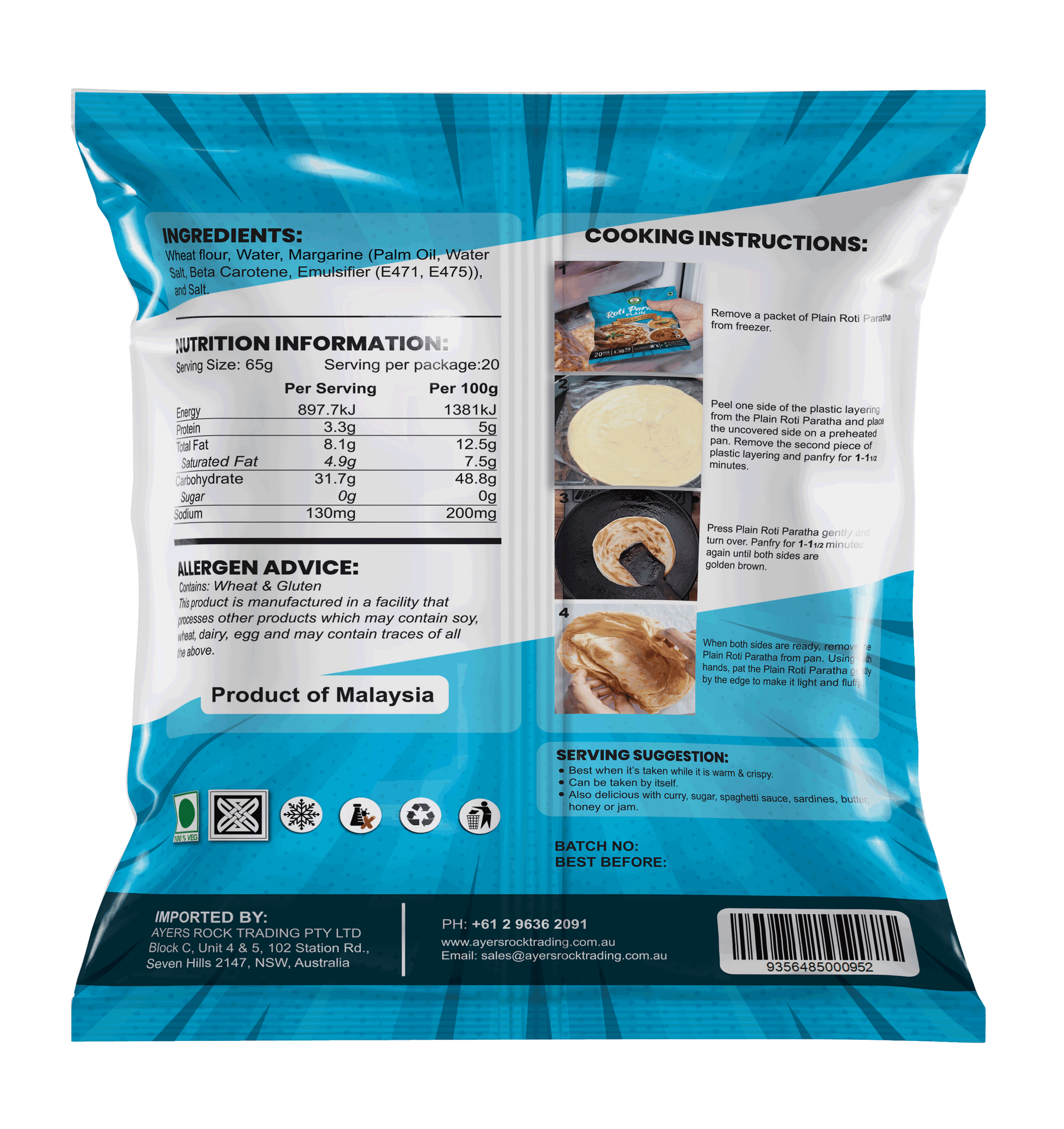 ROTI PARATHA PLAIN 20PCS